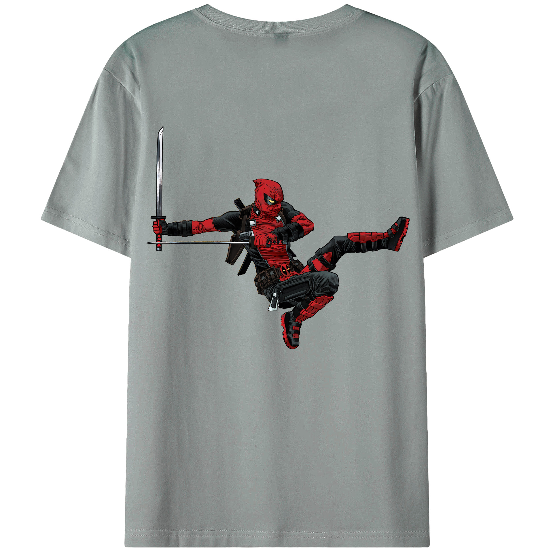 （画像用） Deadpool デッドプール 綿100％ メンズ半袖Tシャツ（バックプリント） 通気性